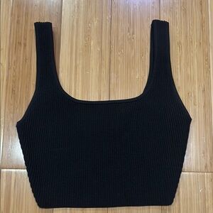 Sculpt Knit Squareneck Cropped Tank in black